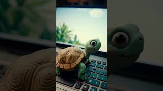 The Gentle Journey of a Clay Turtle in a Giant Digital World #ai #cute #turtle