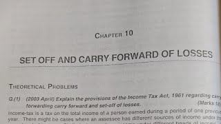 Direct Tax Laws Ch-2 Set off and carry forward of losses Bcom 6 semester Punjab University #bcom