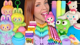 ASMR MUKBANG, Pastel Food, Edible Labubu, Hello Kitty, My Melody, Purin, Tuxedo Sam Crunch Sounds 먹방