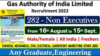 GAIL- 282 Non-Executive jobs #governmentjobs #centralgovtjobs #engineeringjobs #10passjobs #chemical