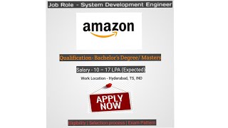 Amazon Hiring #freshers 2023 | System Development Engineer For Freshers #fresherjobs #jobopenings