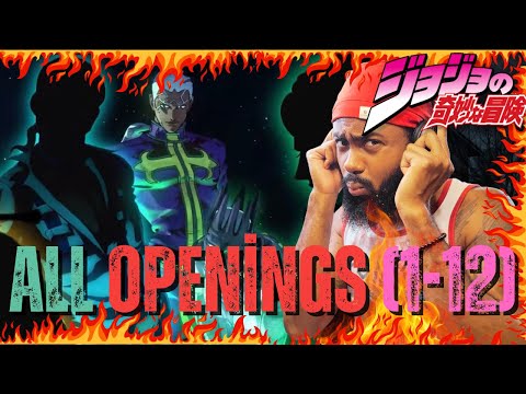 FIRST TIME REACTING to ALL JoJo's Bizarre Adventure Openings 1-12 (1080P All Variants)