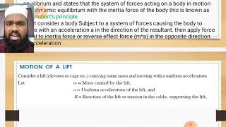 Kinetics ( D-alemberts principle)
