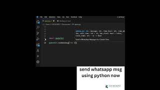 Send WhatsApp message using PYTHON | pywhatkit library| co{)ecartz