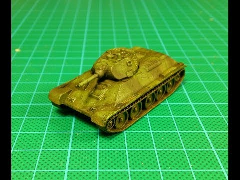 a 1/100 scale T-34 painted with AMMO