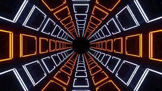 Orange and Lighting Blue Neon Squares in Glossy Tunnel Background VJ Loops #neon #tunnel #vjloops