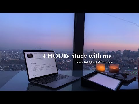4 HOUR STUDY WITH ME| Sunset View| White Noise for Studying| POMODORO 50/10| Mindful Studying|