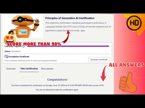 Principles of Generative AI Certification Answers | Artificial Intelligence Primer Certification