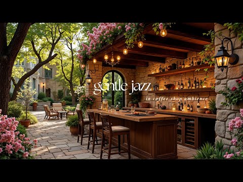 Stress Relief with Cozy Outdoor Jazz Ambience | Gentle Jazz Music in Outdoor Coffee Shop for Calm