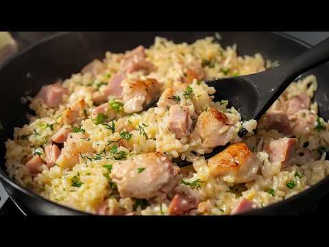 Tender creamy rice with chicken and ham - I make it over and over again!