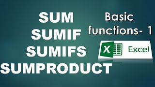 Basic formulas in excel - 1 || Sum, Sumif, Sumifs, Sumproduct || Ms Excel