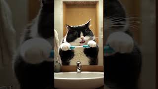 When You’re Not a Morning Cat 😾🪥 #catcontent