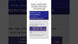 NIACL ASSISTANT PRELIMS MARKS 2023 #niacl #niaclassistant #result