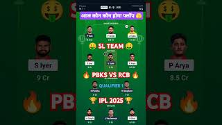 Dream Team PBKS vs RCB | IPL 2025 Dream Team Today Match | Punjab vs Bangalore Best Prediction 🏏🔥