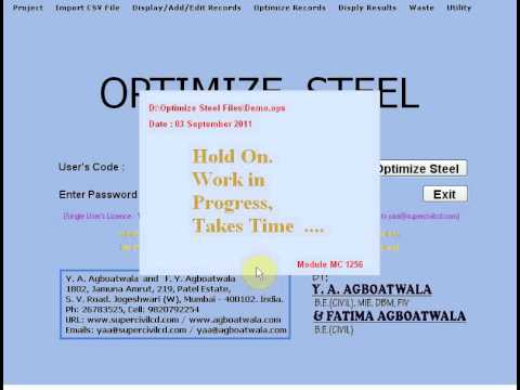 OPTIMIZE STEEL - SOFTWARE FOR OPTIMIZATION OF STEEL FROM EXISTING FABRICATION DRAWING