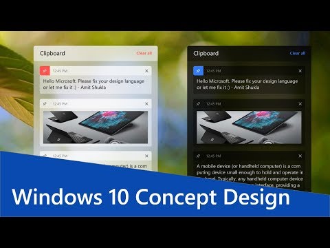 Windows 10 Concept Design | Clipboard | Dark + Light Fluent Design