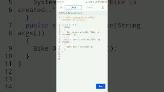 default constructor in java example. #shorts #viral #java #javaprogramming #shortsyoutube