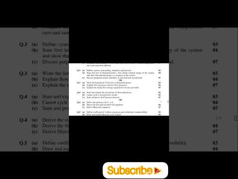 GTU subject -Thermodynamics for Asteronomial engineering. #gtupaper #engineering old papers sem-3
