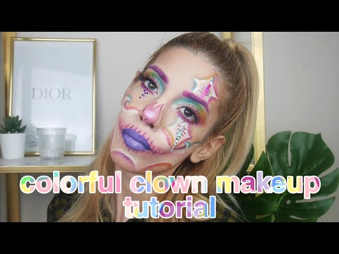 Αποκριάτικο μακιγιάζ #1: Πολύχρωμος Κλόουν | colorful clown makeup tutorial