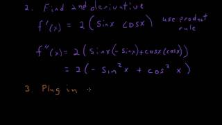 2nd Derivative of a Trigonometric Function (AP Calculus Exam Prep)