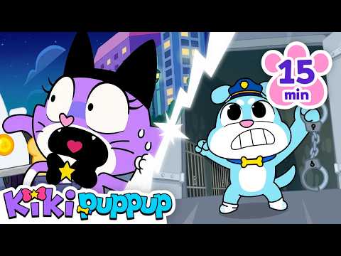 Thief Cat vs Police Dog | +Compilation | Animal Cartoon for kids | Kikipuppup Nursery Rhymes
