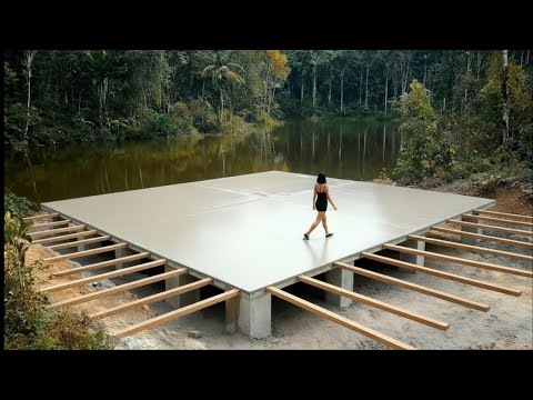 Talented Woman Builds Modern Lake House with Bridge From Scratch #unfrezzmyaccount 