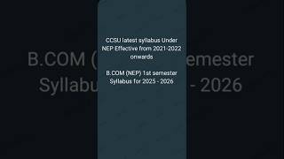 B.COM (NEP) 1st Semester CCS University syllabus for 2025 - 2026  #ccsu #syllabus #bcom #1stsemester