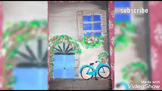 3d mural/ Italian blue door /3D Painting tutorial/clay mural/art and craft/ Cardboard craft