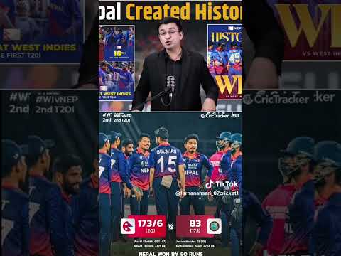 #nepal #cricket  nepal won by 90 rus with West indies today match congratulations 🎉 nepal team