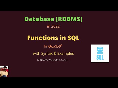 6.SQL | Functions with Examples in Telugu | Min, Max, Avg, Sum & Count | #tvstreetechnologies