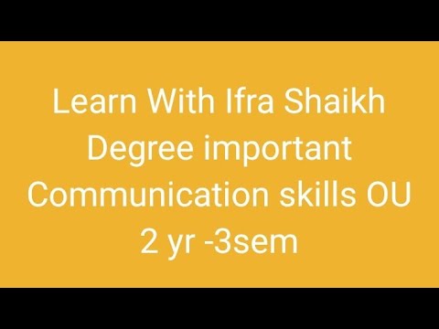 Communication skills important OU 2yr-3 sem. 