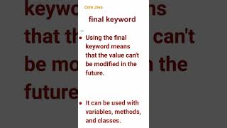 Final Keyword (51) #corejava