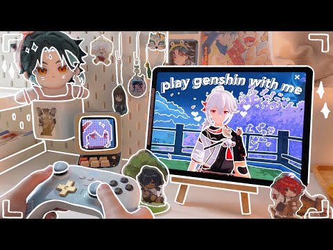 🪻 playing genshin impact on a cozy night, ipad setup | dps kazuha gameplay, ambience (asmr)