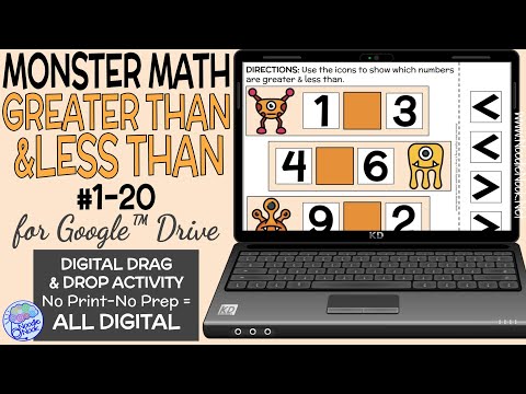 Monster Math - Greater/Less Than (Digital Drag & Drop) via Noodle Nook