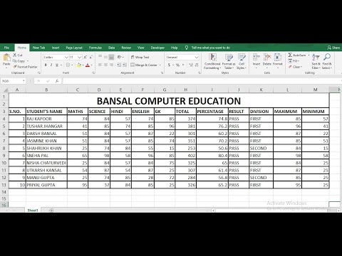 Excel Me Marksheet Kaise Banaye (Shortcut) | How to create marksheet in excel easy way in Hindi