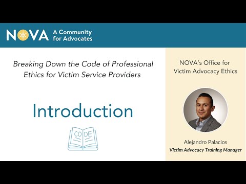 Breaking Down the Code of Professional Ethics for Victim Service Providers: Introduction