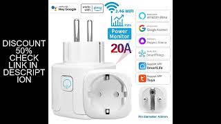 TUYA Smart Plug WiFi Socket EU 20A Power Monitor Timing Function Voice Control Work With Alexa Googl