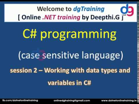 Session 2 : Working with data types and variables in C# | dgTraining