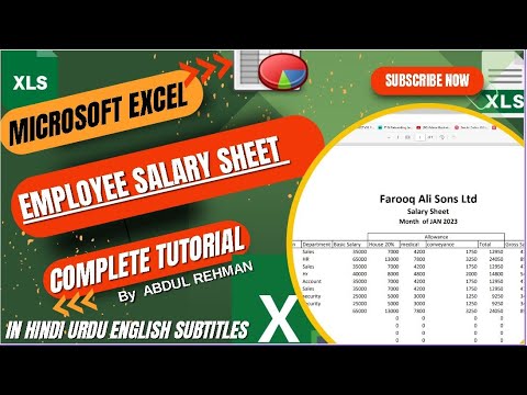 Employee Salary Sheet Microsoft  Excel Complete tutorial for beginners in hindi  Urdu English Subtit