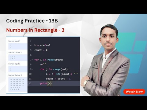 Numbers in Rectangle 3 Program in Python | Coding Practice 13B | Rectangle Pattern in Python