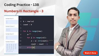 Numbers in Rectangle 3 Program in Python | Coding Practice 13B | Rectangle Pattern in Python