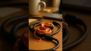 Mini Snake’s High-Tech Adventure Tiny Serpent Crawls Down to the Computer!#cute #cuteanimal #shorts
