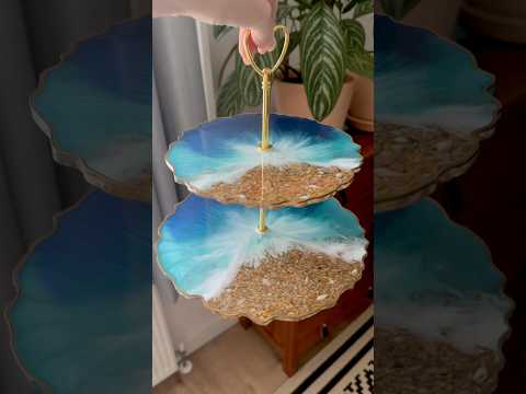 Coastal 2 Tier Cake Stand Display 🌊 #handmade #gift #shorts #homedecor