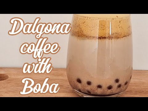 How To Make Dalgona Coffe With Boba |Home Cafe.