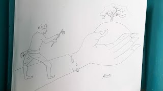 How to draw , save tree save earth poster drawing ....