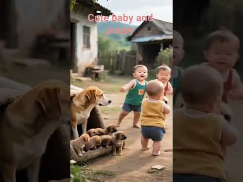 cute baby and puppy#viral #funny #cartoonbackgroundmusic #cat #ekmotahathighumecha #independenceday