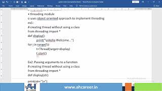 AHCAREER Online Python Course Multi Threading Frameworks