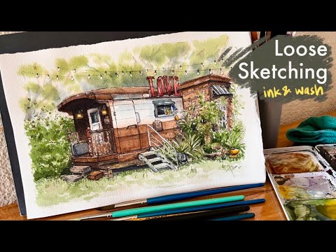 Loose ink and watercolor sketching |How to get through the “ugly” phase