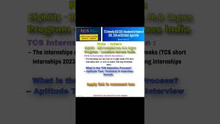 TCS Internship 2023-2024 : Recruitment for Freshers of 2023 , 2024 and 2025 Batch | Apply Online