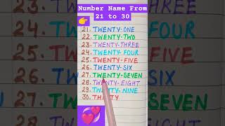 Number Name from 21 to 30 #learning #learn #learnmath #numbersystem #numbername #number #number1